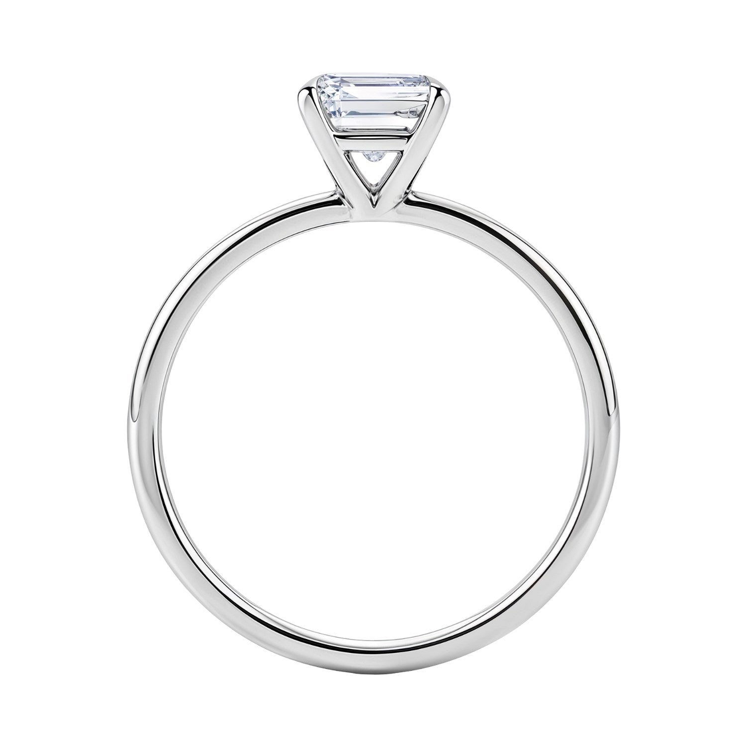 1.5 Carat Emerald Cut Lab Grown Diamond Solitaire Ring in 14K White Gold | IGI Certified G VS1