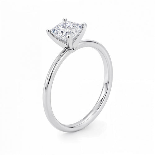 1 Carat Princess Lab Grown IGI G/VS1 Diamond Solitaire Ring in 14K White Gold