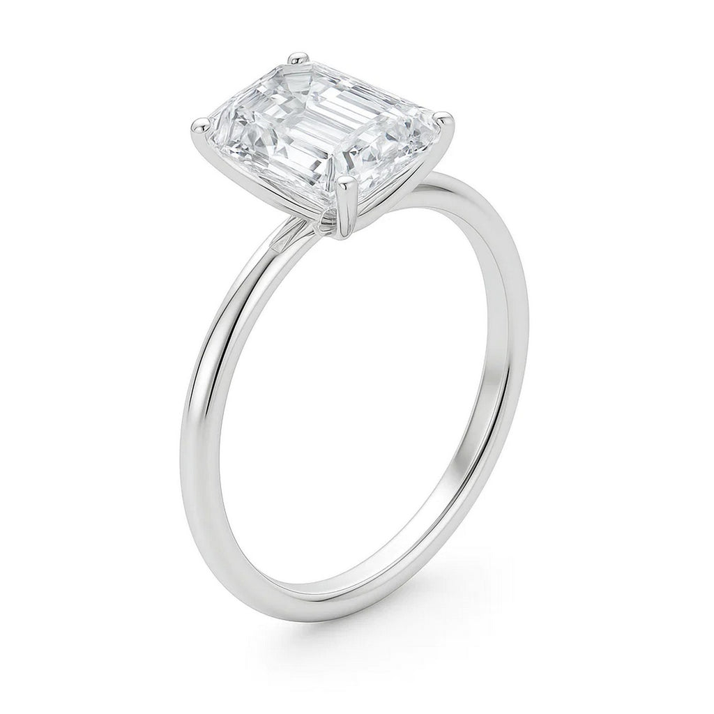 5 Carat Emerald Cut Lab Grown Diamond Solitaire Ring in 14K White Gold | IGI Certified G VS1