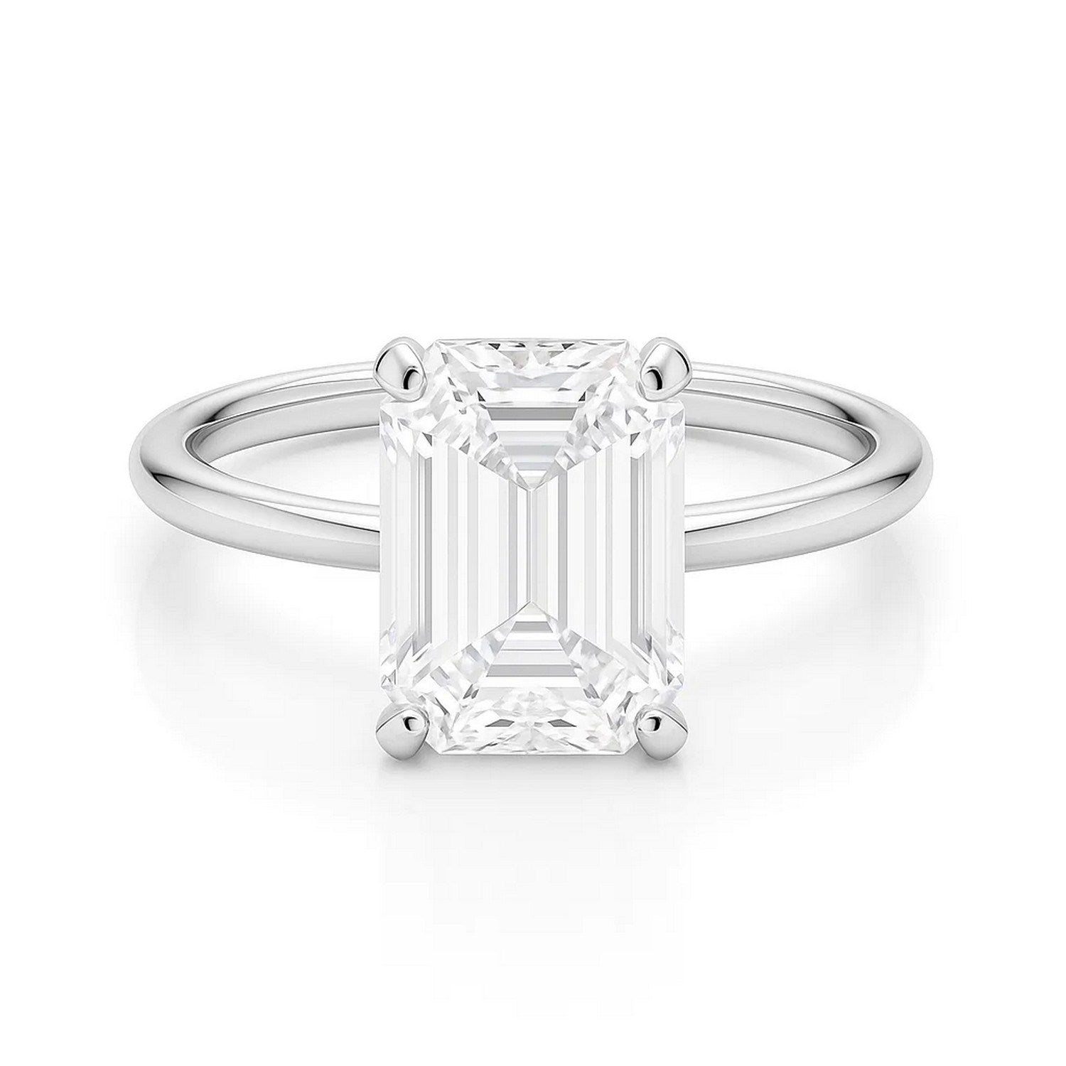 5 Carat Emerald Cut Lab Grown Diamond Solitaire Ring in 14K White Gold | IGI Certified G VS1