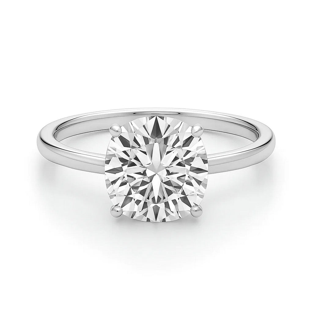 3 Carat Cushion Lab Grown IGI G/VS1 Diamond Solitaire Ring in 14K White Gold