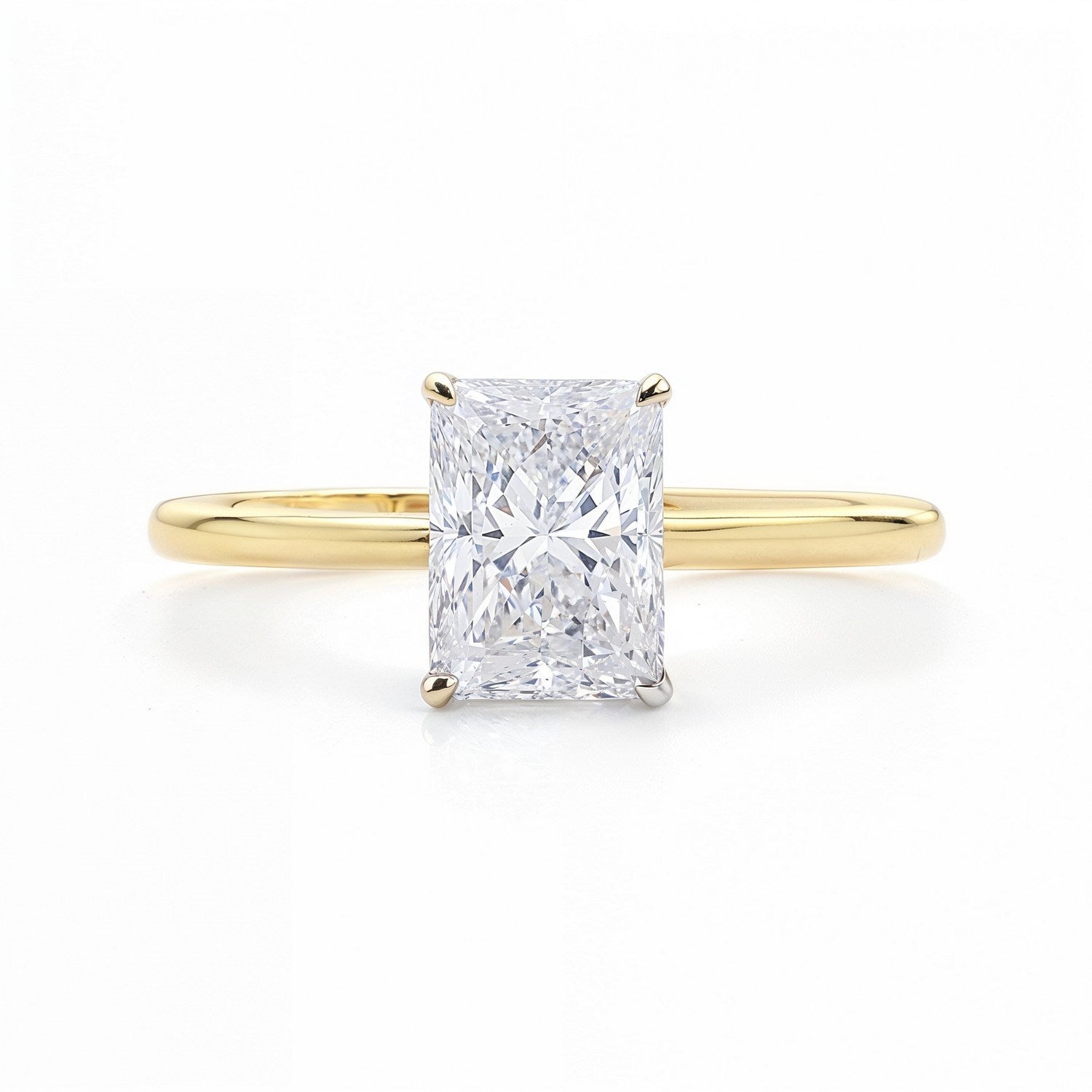 2 Carat Radiant Lab Grown IGI G/VS1 Diamond Solitaire Ring in 10K Yellow Gold