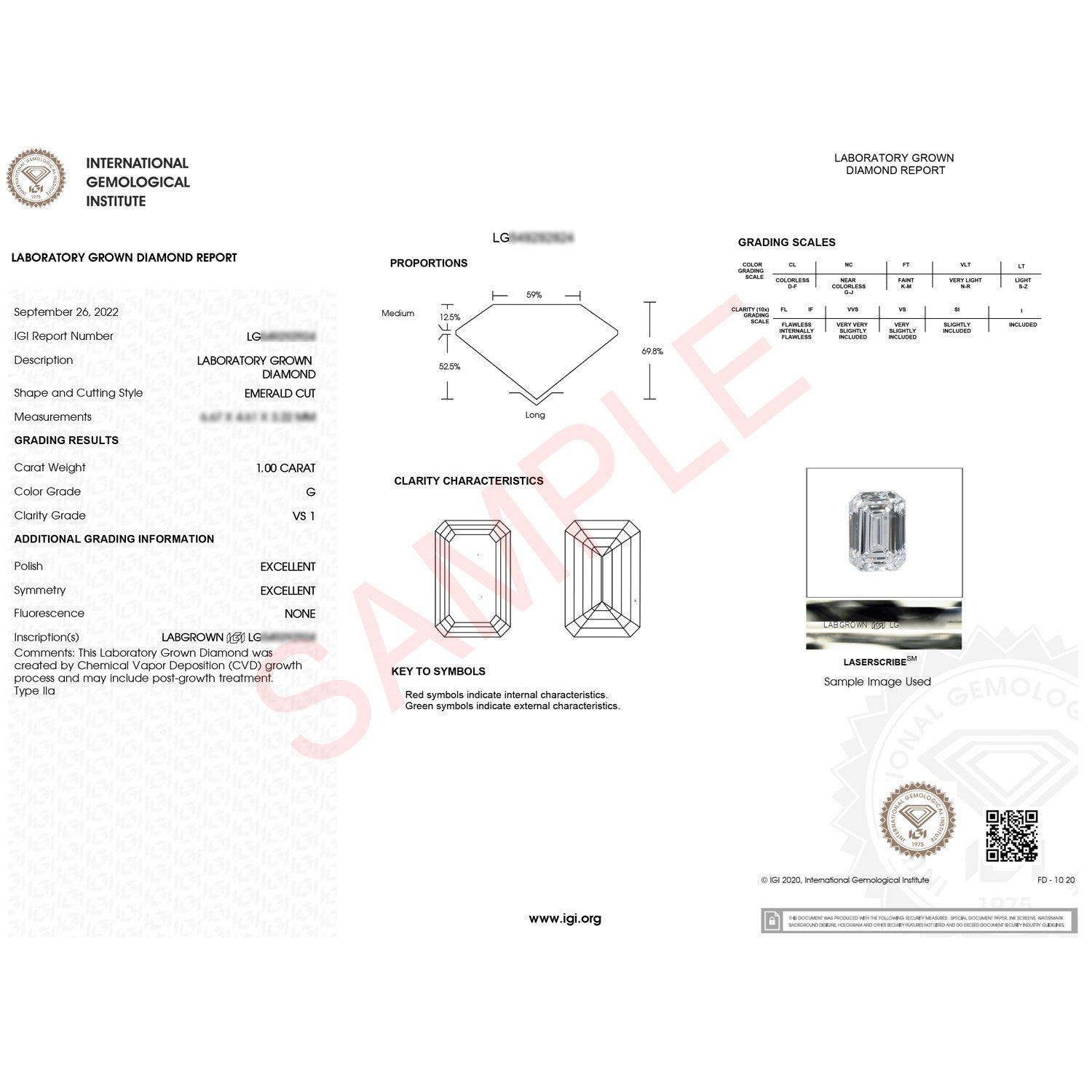 1 Carat Emerald Cut Lab Grown Diamond Solitaire Ring in 10K White Gold | IGI Certified G VS1