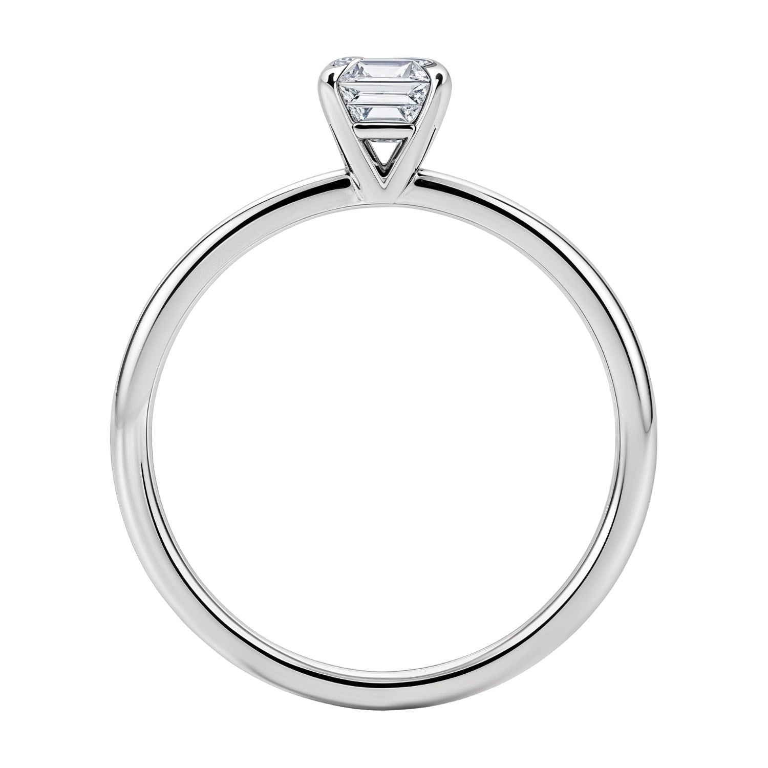 1 Carat Emerald Cut Lab Grown Diamond Solitaire Ring in 10K White Gold | IGI Certified G VS1