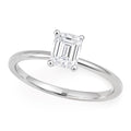 1 Carat Emerald Cut Lab Grown Diamond Solitaire Ring in 14K White Gold | IGI Certified G VS1