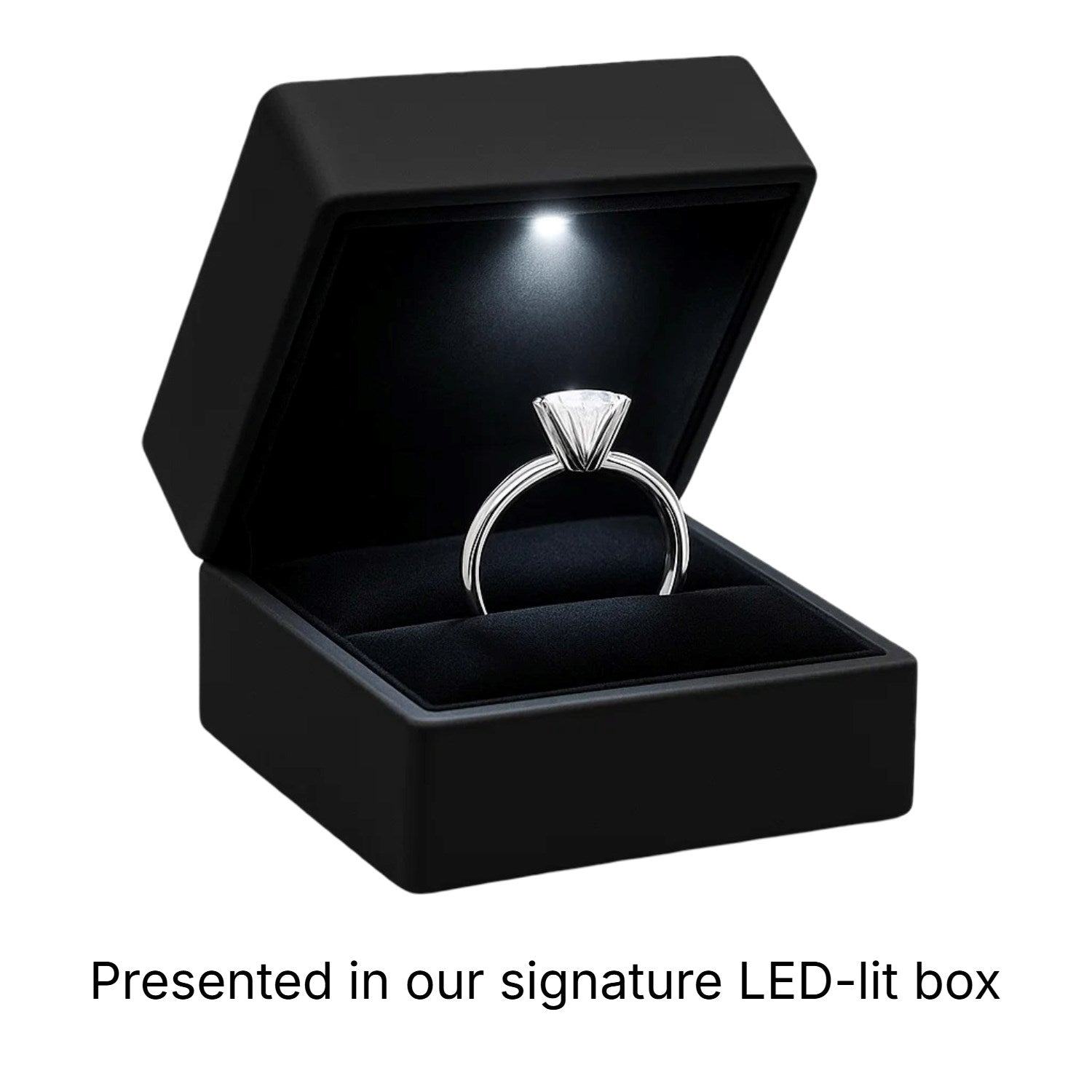 1 Carat Emerald Cut Lab Grown Diamond Solitaire Ring in 14K White Gold | IGI Certified G VS1