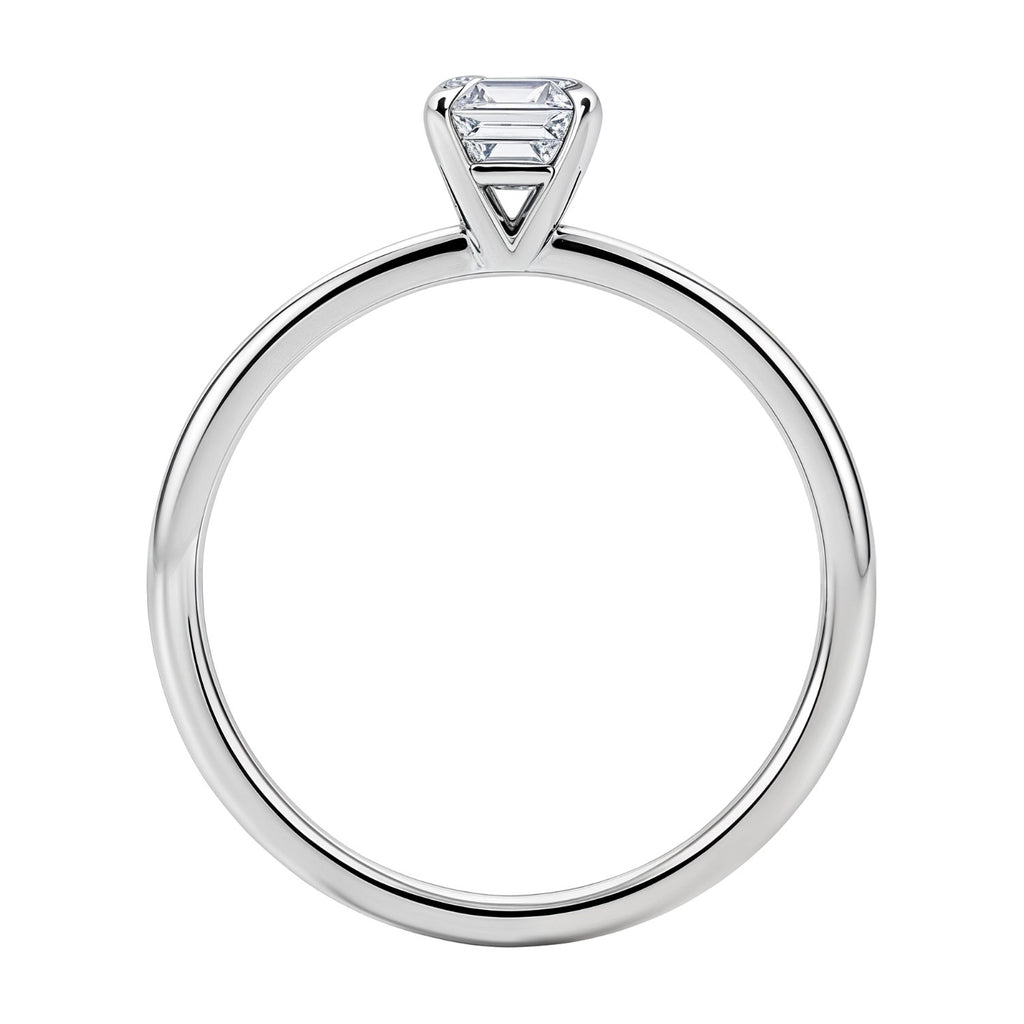 1 Carat Emerald Cut Lab Grown Diamond Solitaire Ring in 14K White Gold | IGI Certified G VS1