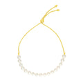 14k Yellow and White Gold Adjustable Friendship Bracelet with Pearls