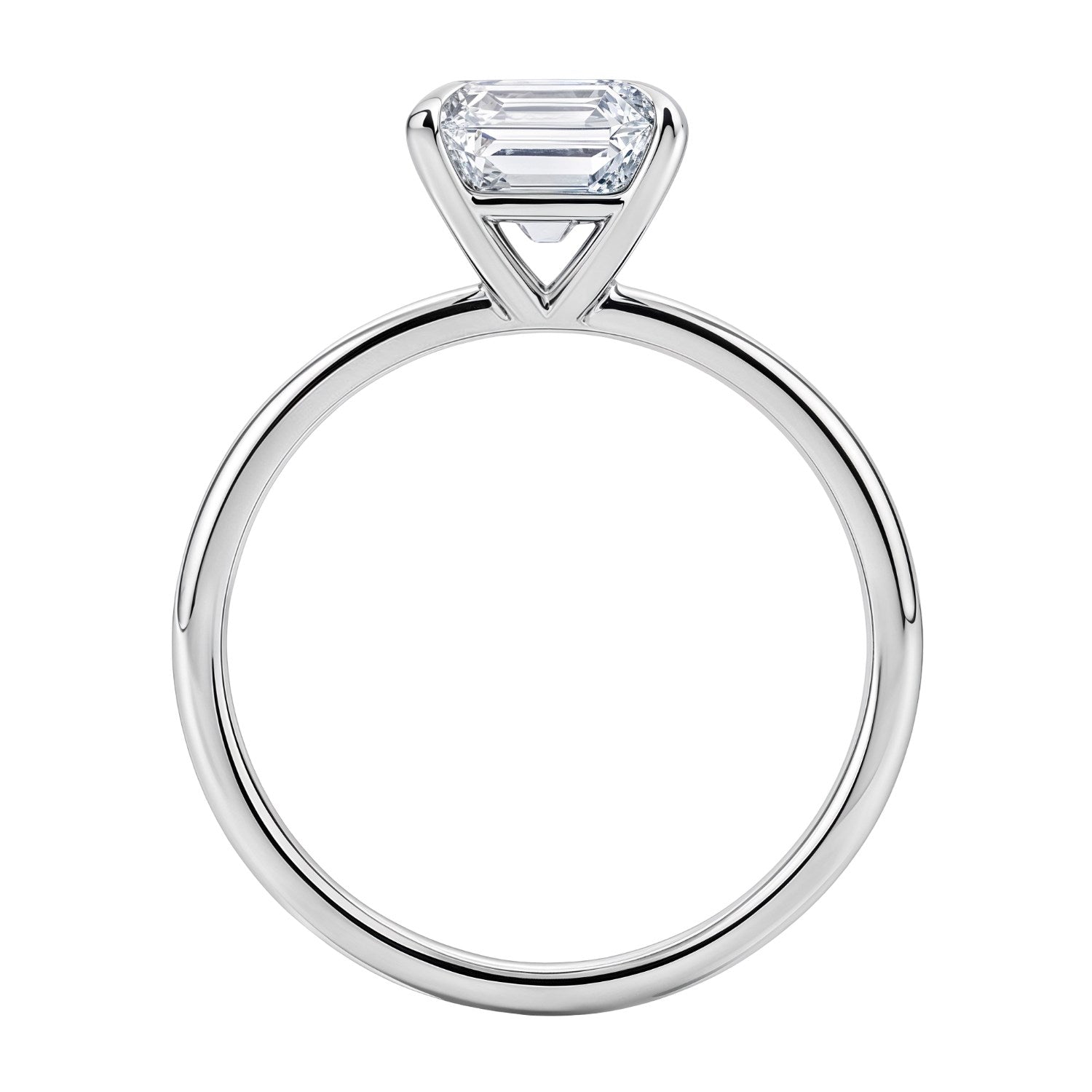 2 Carat Emerald Cut Lab Grown Diamond Solitaire Ring in 14K White Gold | IGI Certified G VS1