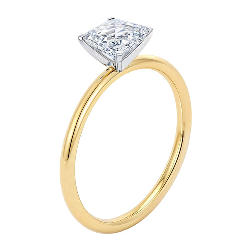 1.5 Carat Emerald Cut Lab Grown Diamond Solitaire Ring in 14K Yellow Gold | IGI Certified G VS1