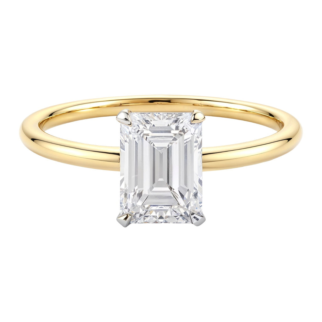 1.5 Carat Emerald Cut Lab Grown Diamond Solitaire Ring in 14K Yellow Gold | IGI Certified G VS1