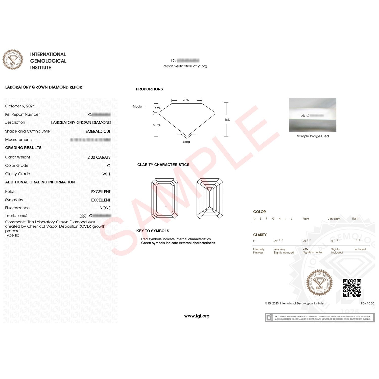 2 Carat Emerald Cut Lab Grown Diamond Solitaire Ring in 10K White Gold | IGI Certified G VS1