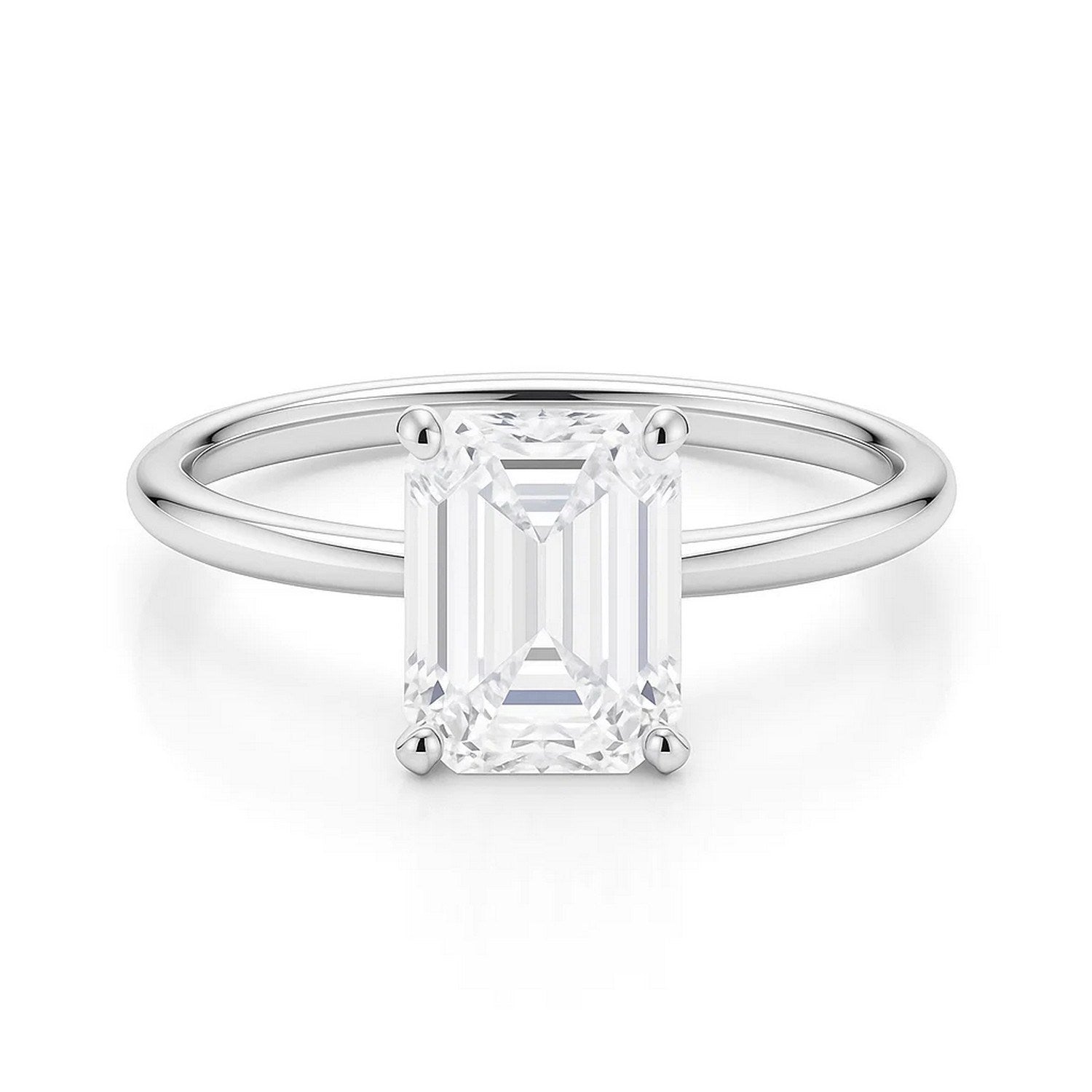 2 Carat Emerald Cut Lab Grown Diamond Solitaire Ring in 10K White Gold | IGI Certified G VS1