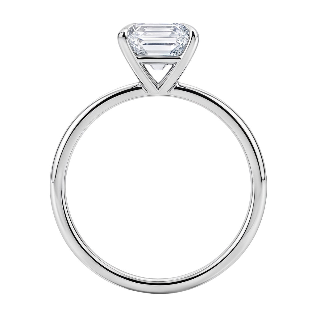 2 Carat Emerald Cut Lab Grown Diamond Solitaire Ring in 10K White Gold | IGI Certified G VS1