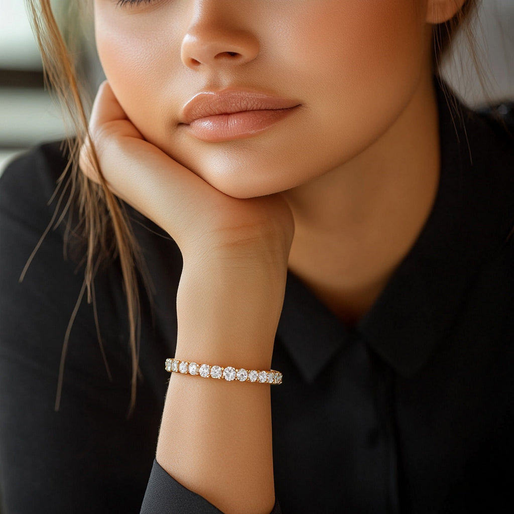 Emira Diamond Bracelet Lab-Grown Round Diamonds in 14K Yellow Gold