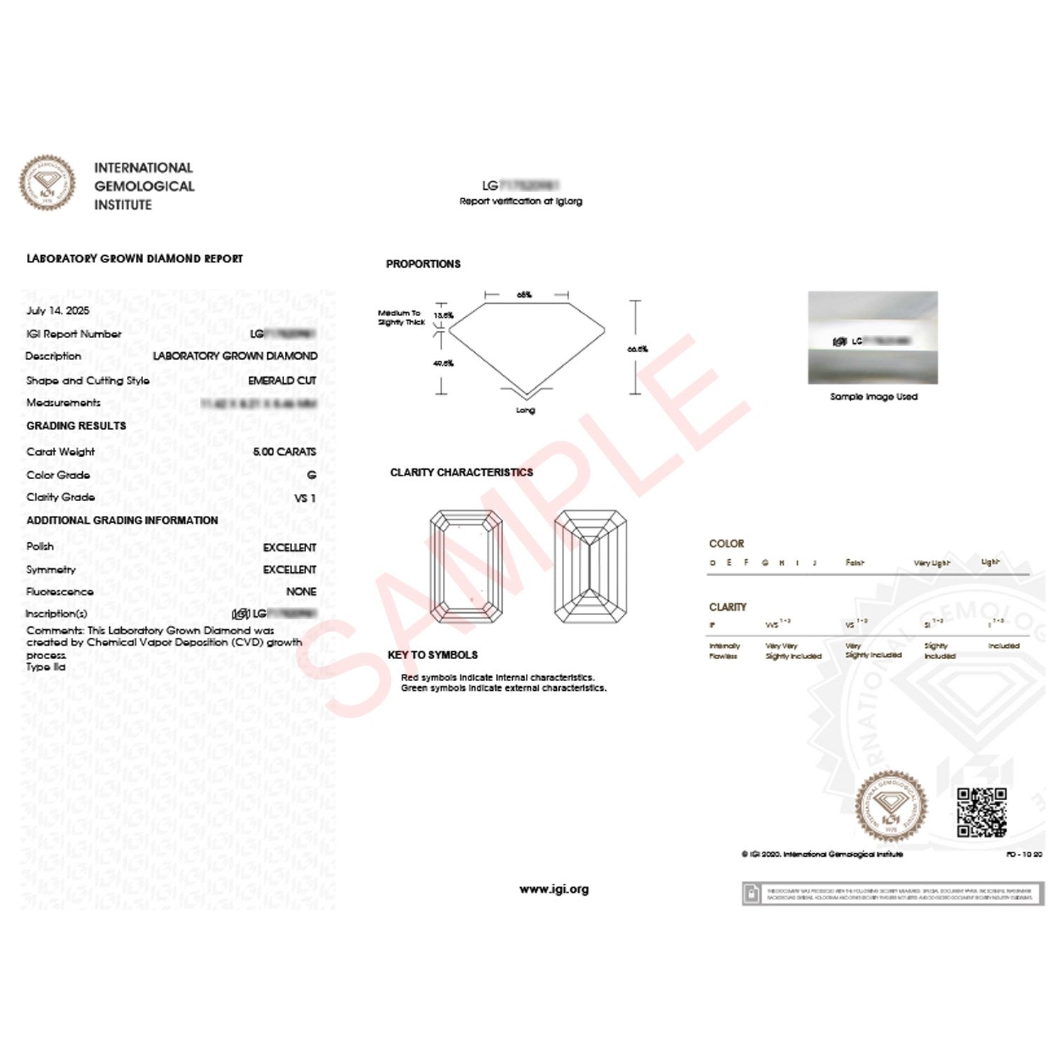 5 Carat Emerald Cut Lab Grown Diamond Solitaire Ring in 10K White Gold | IGI Certified G VS1