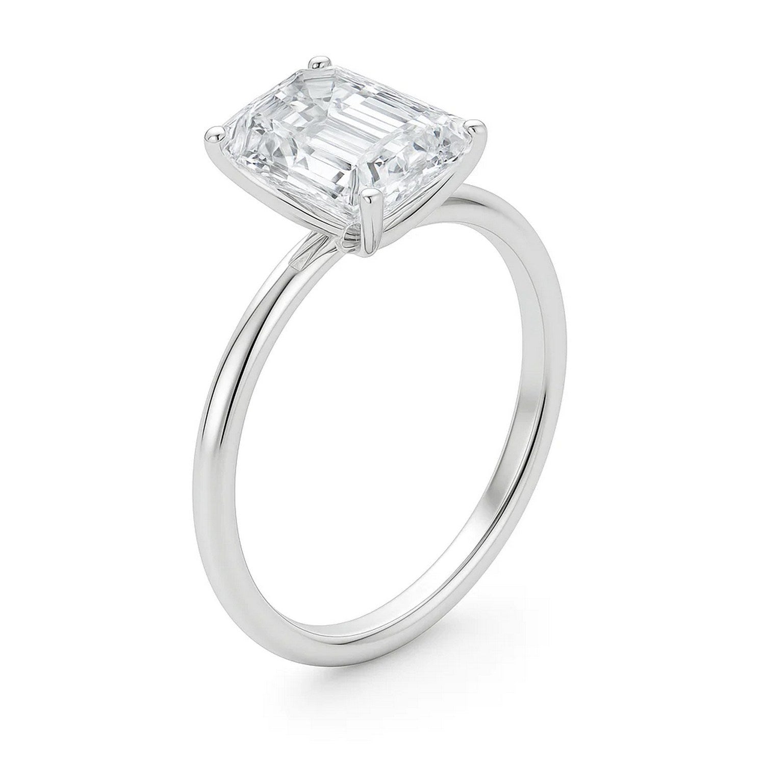 5 Carat Emerald Cut Lab Grown Diamond Solitaire Ring in 10K White Gold | IGI Certified G VS1