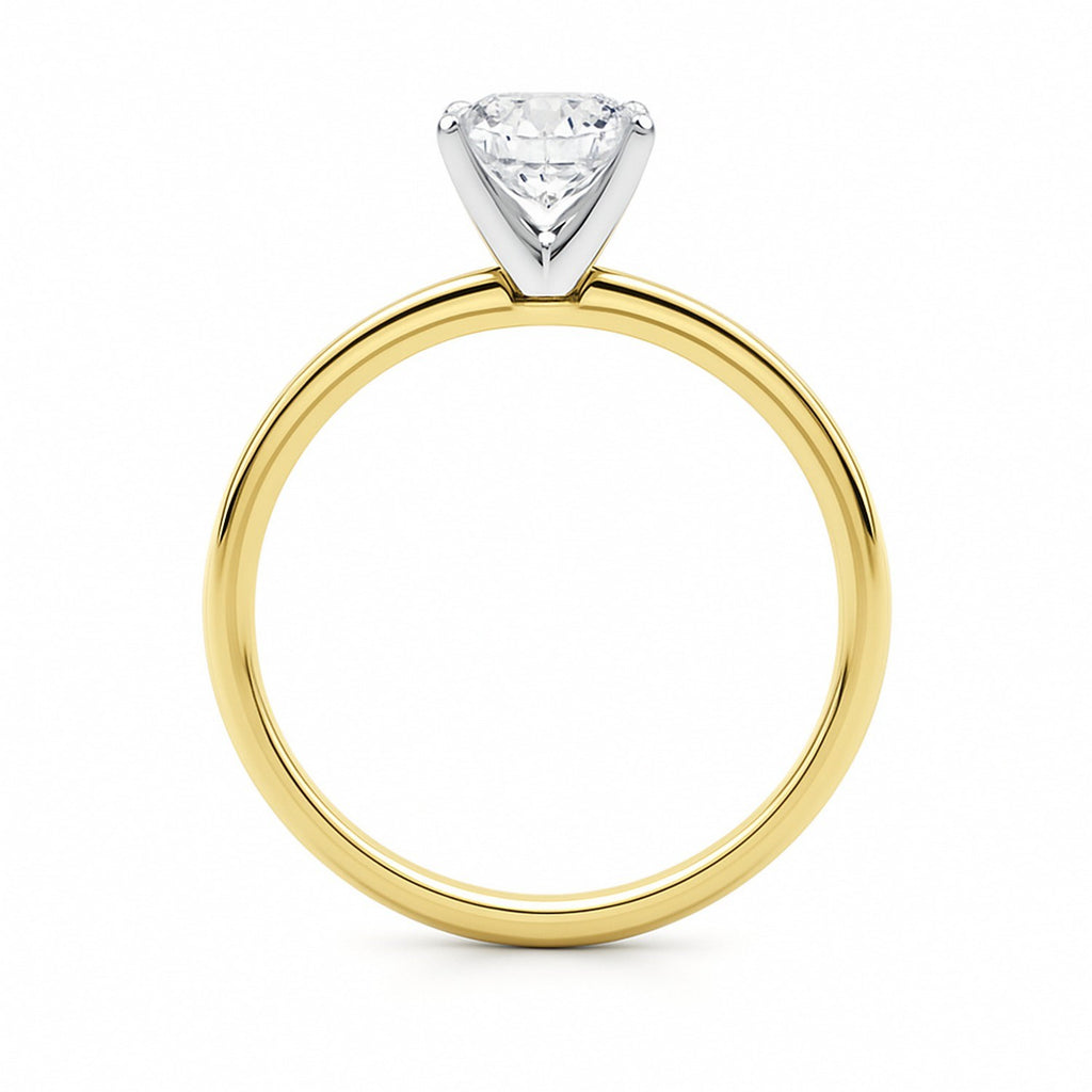 IGI Certified G/VS1 Cushion Lab Grown Diamond Ring in 10K Yellow Gold - Angle View