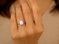 2 Carat Emerald Cut Lab Grown Diamond Solitaire Ring in 10K White Gold | IGI Certified G VS1