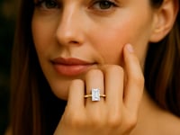 5 Carat Emerald Cut Lab Grown Diamond Solitaire Ring in 10K Yellow Gold | IGI Certified G VS1