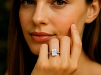 5 Carat Emerald Cut Lab Grown Diamond Solitaire Ring in 10K White Gold | IGI Certified G VS1